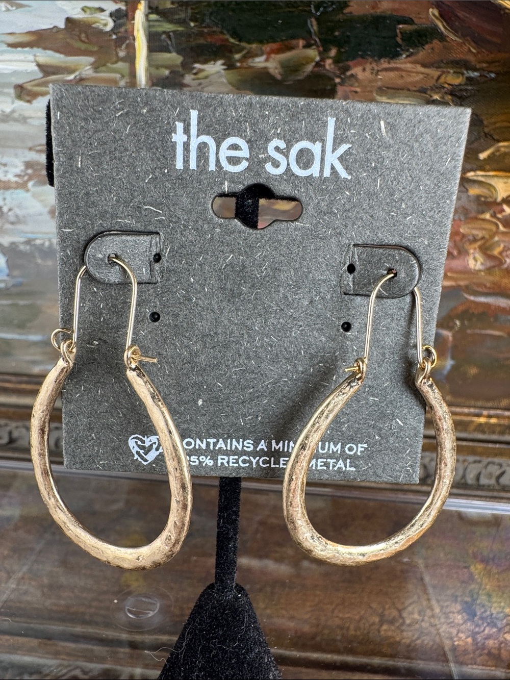 0587-The Sak Gold Textured Teardrop Earrings